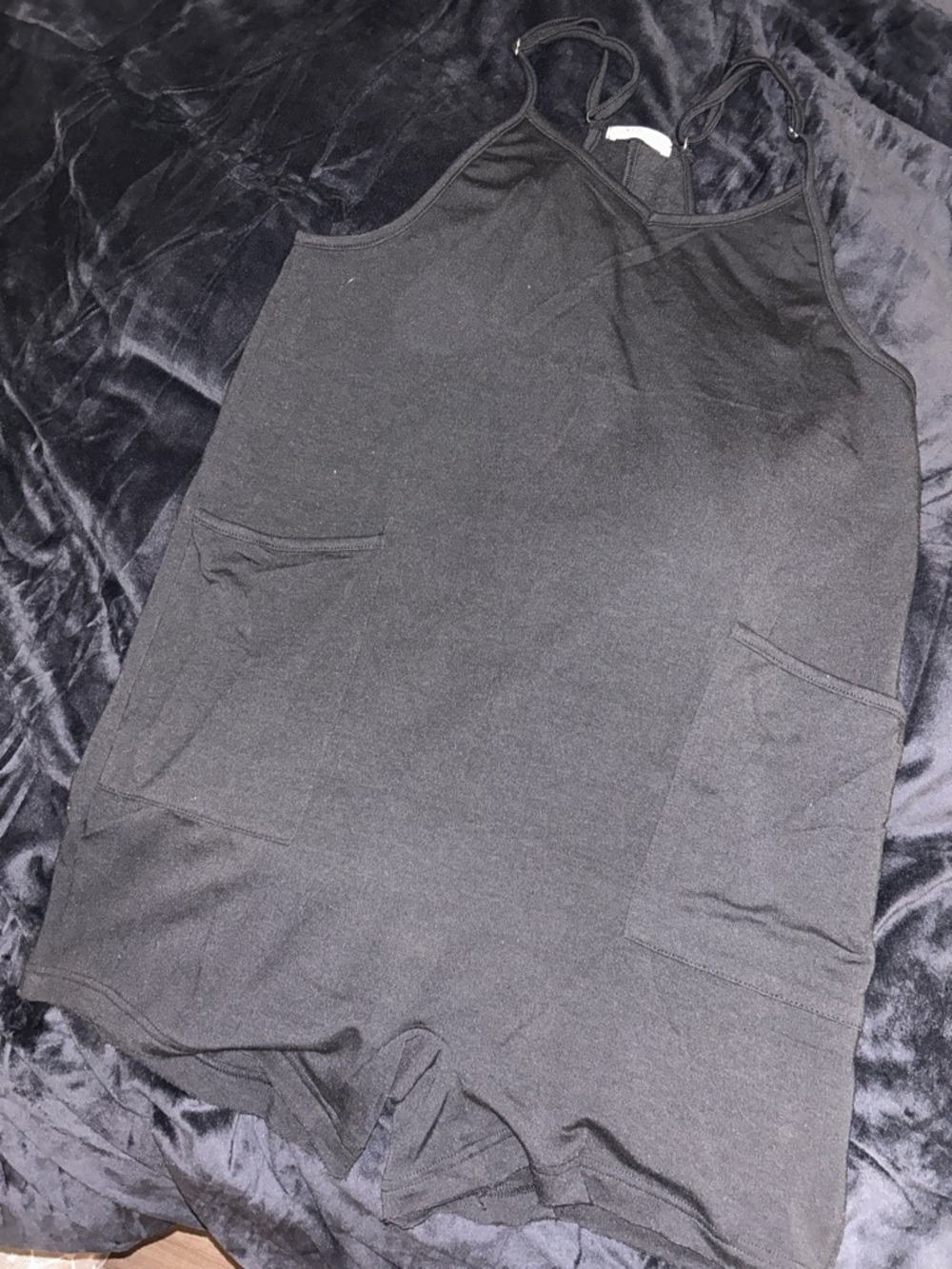 Black Sleeveless Romper with Front Pockets